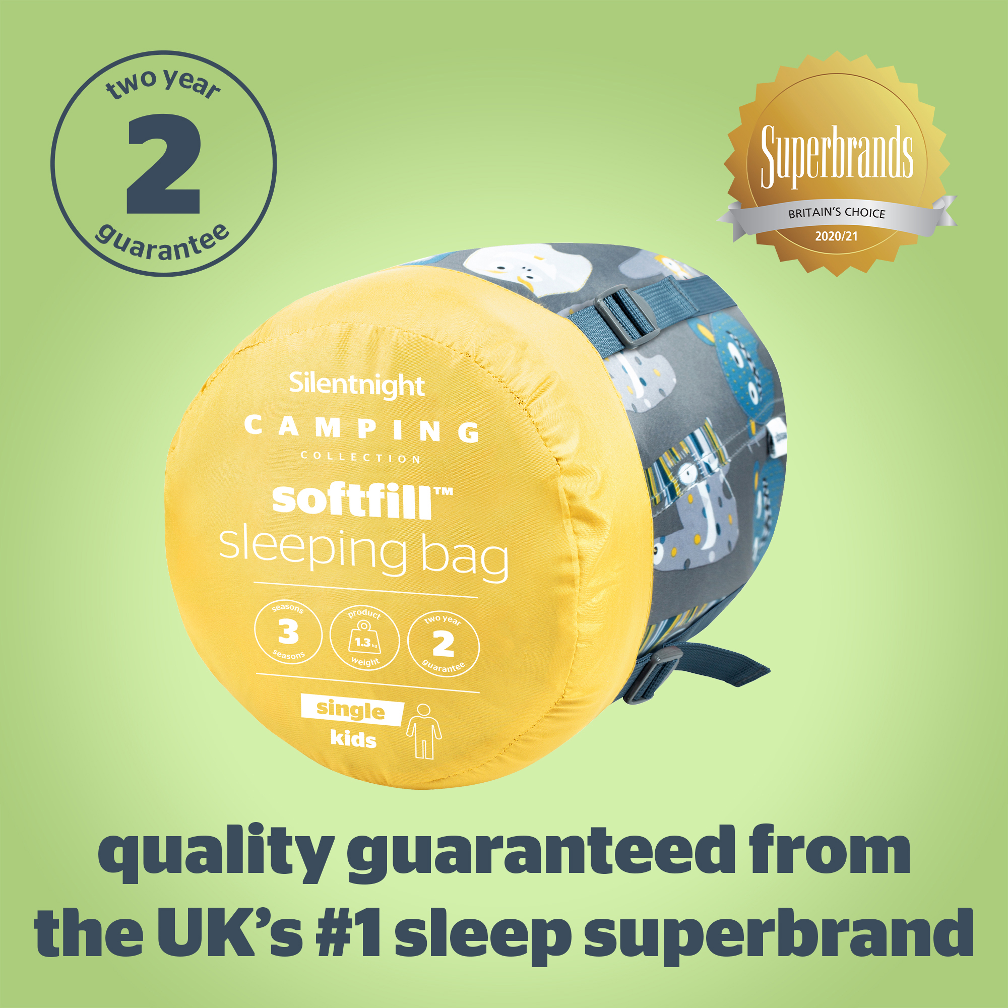 Silentnight Camping Collection Kids Sleeping Bag - Monster - 2 Pack - Image 8